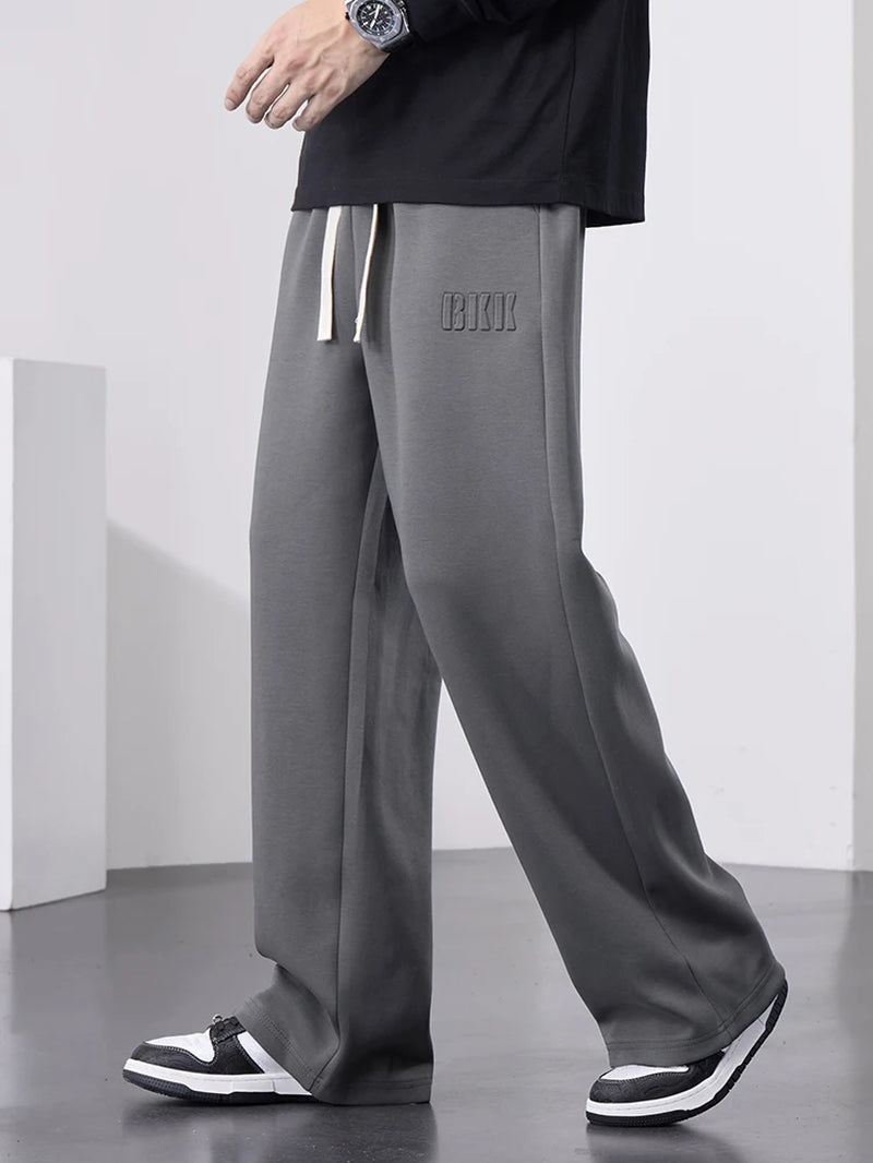 Men'S Straight Sweatpants Wide Leg Cotton Track Pants Drawstring Letter Sports Baggy Pants Casual Long Trousers Big Size 8XL
