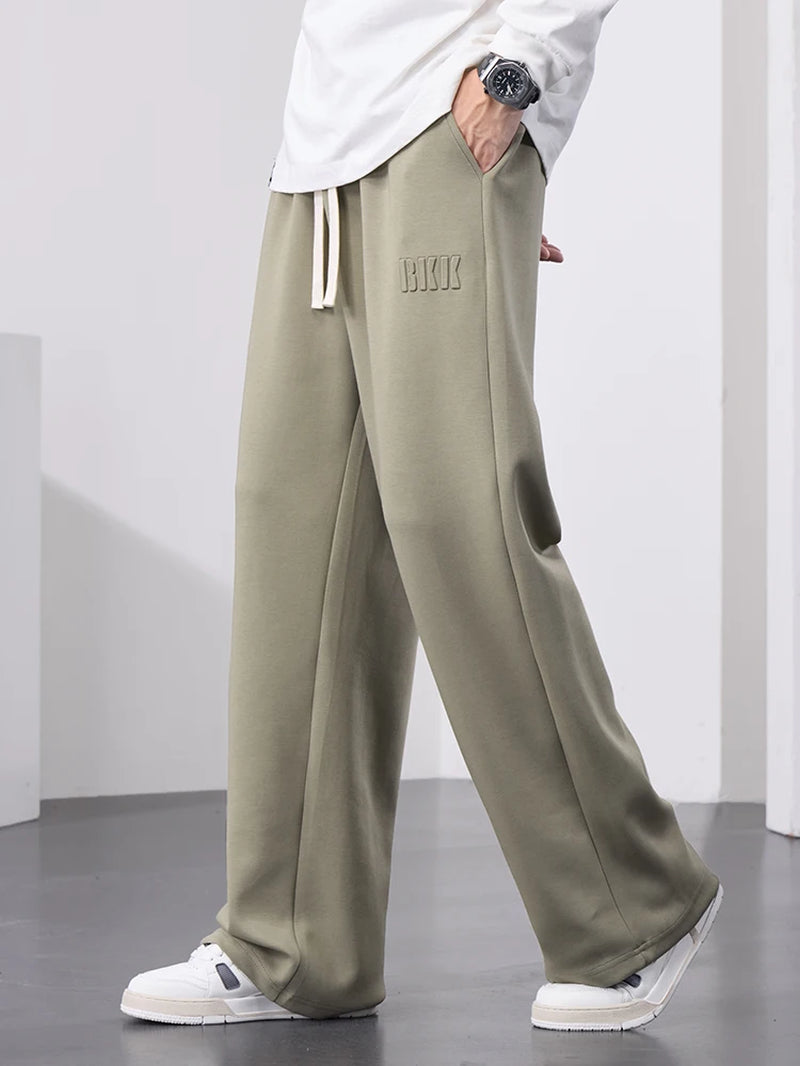 Men'S Straight Sweatpants Wide Leg Cotton Track Pants Drawstring Letter Sports Baggy Pants Casual Long Trousers Big Size 8XL