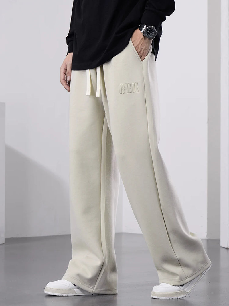 Men'S Straight Sweatpants Wide Leg Cotton Track Pants Drawstring Letter Sports Baggy Pants Casual Long Trousers Big Size 8XL