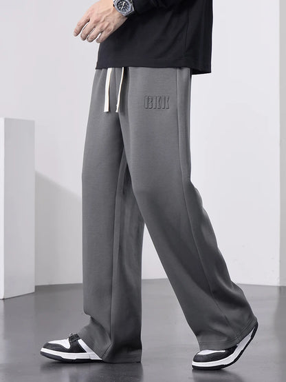 Men'S Straight Sweatpants Wide Leg Cotton Track Pants Drawstring Letter Sports Baggy Pants Casual Long Trousers Big Size 8XL
