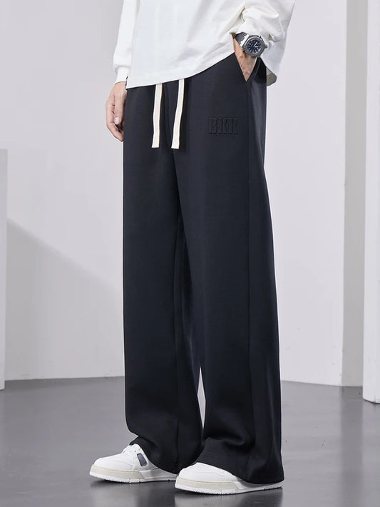 Men'S Straight Sweatpants Wide Leg Cotton Track Pants Drawstring Letter Sports Baggy Pants Casual Long Trousers Big Size 8XL