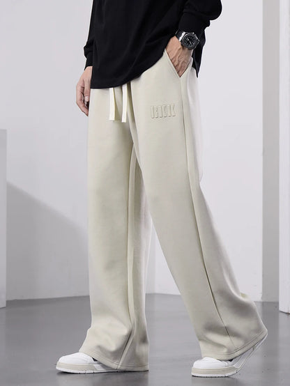 Men'S Straight Sweatpants Wide Leg Cotton Track Pants Drawstring Letter Sports Baggy Pants Casual Long Trousers Big Size 8XL